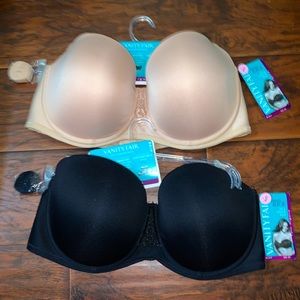NWT vanity fair strapless bra bundle. Black & beige.